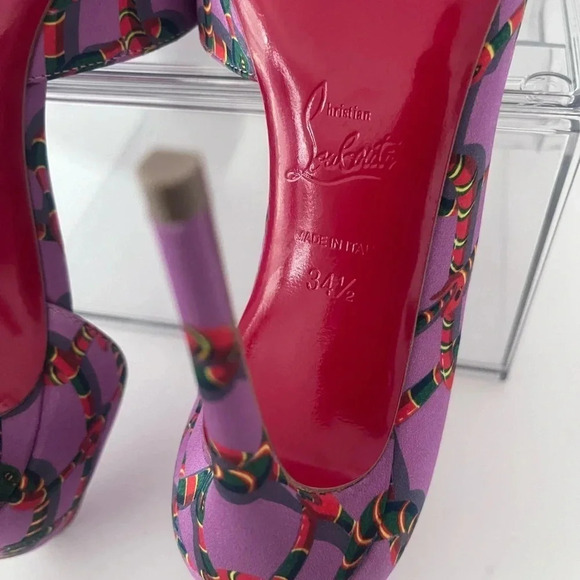 Christian Louboutin Satin Printed Iriza Pumps Gummy Snakes Women Size 34.5 EU - Picture 9 of 12